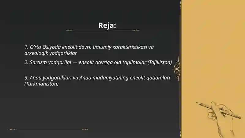 Oʻrta Osiyoning eneolit davri arxeologik yodgorliklari 2