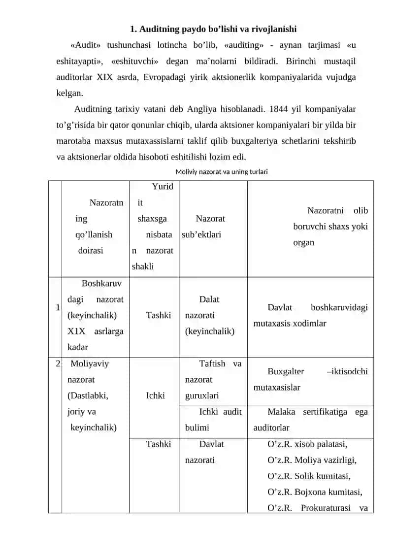 Auditning mohiyati, uning maqsadi va vazifalari 2