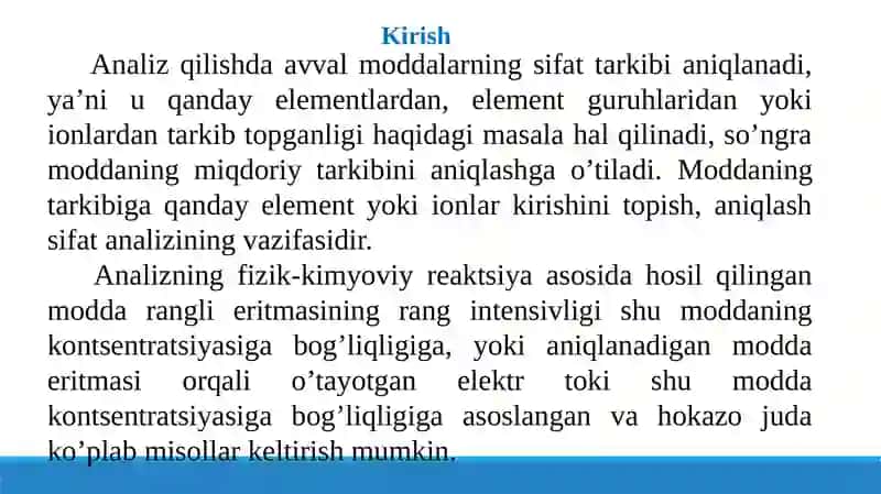 Sifat va miqdoriy analiz 2