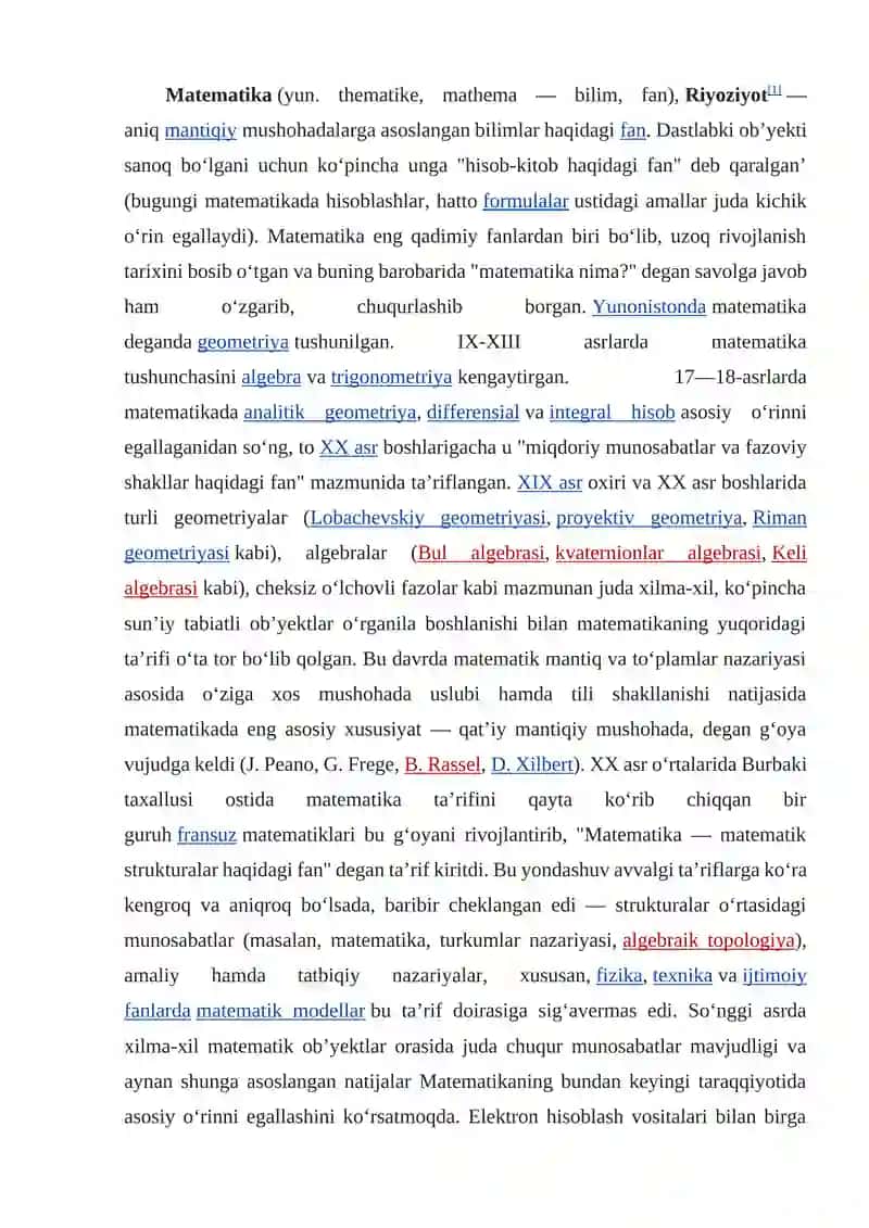 Matematika fanining predmeti 2