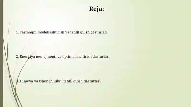 Tarmoqni modellashtirish va tahlil qilish dasturlari 2