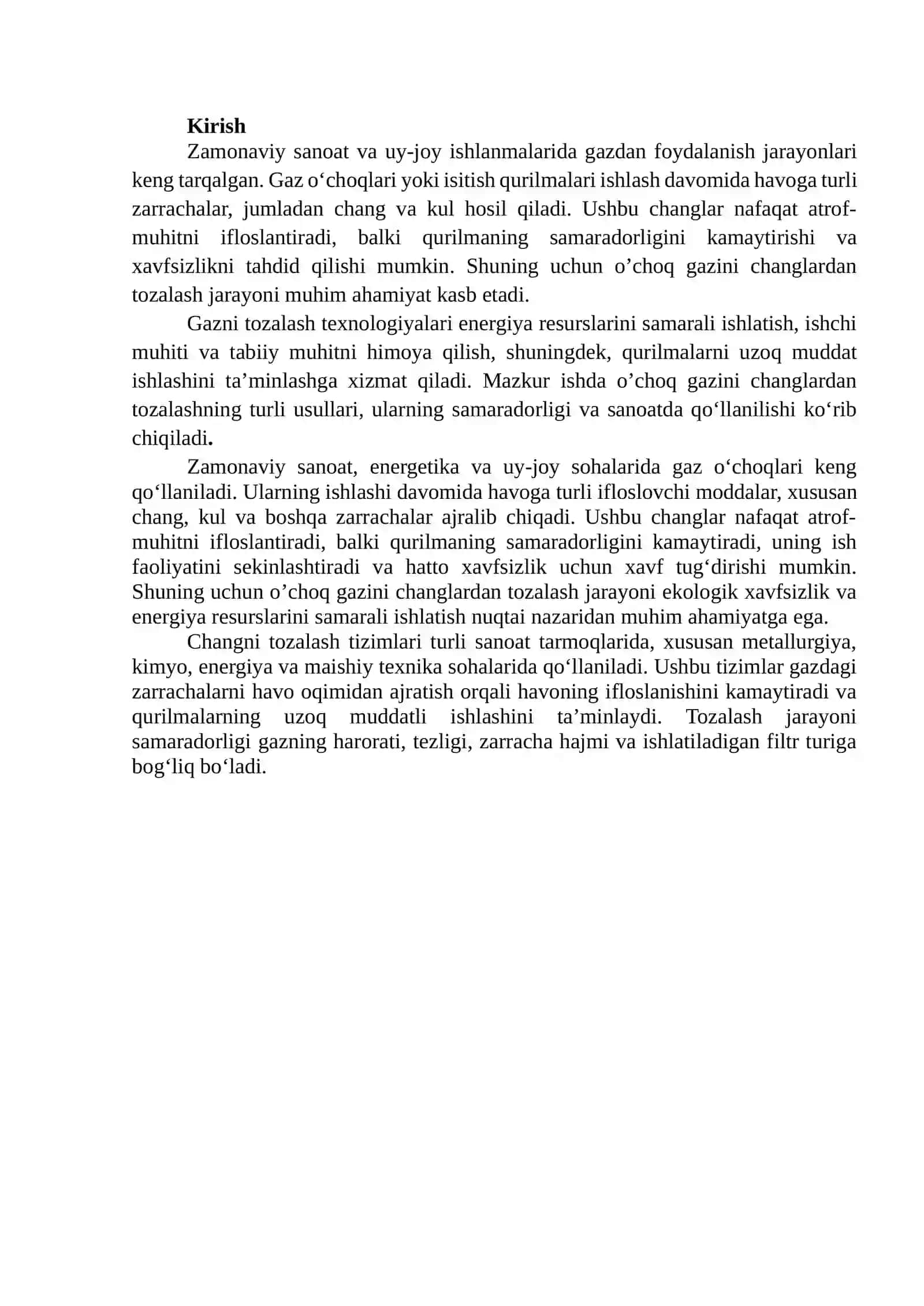 O’choq gazini changlardan tozalash 2