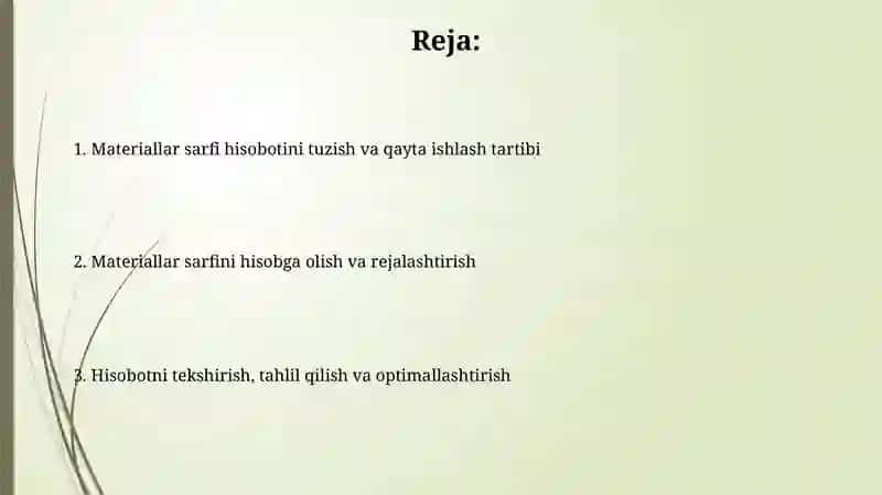 Materiallar sarfi hisobi va audit 2