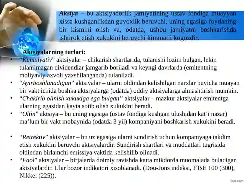 Aksiyaning baholanishi va xususiyatlari 2