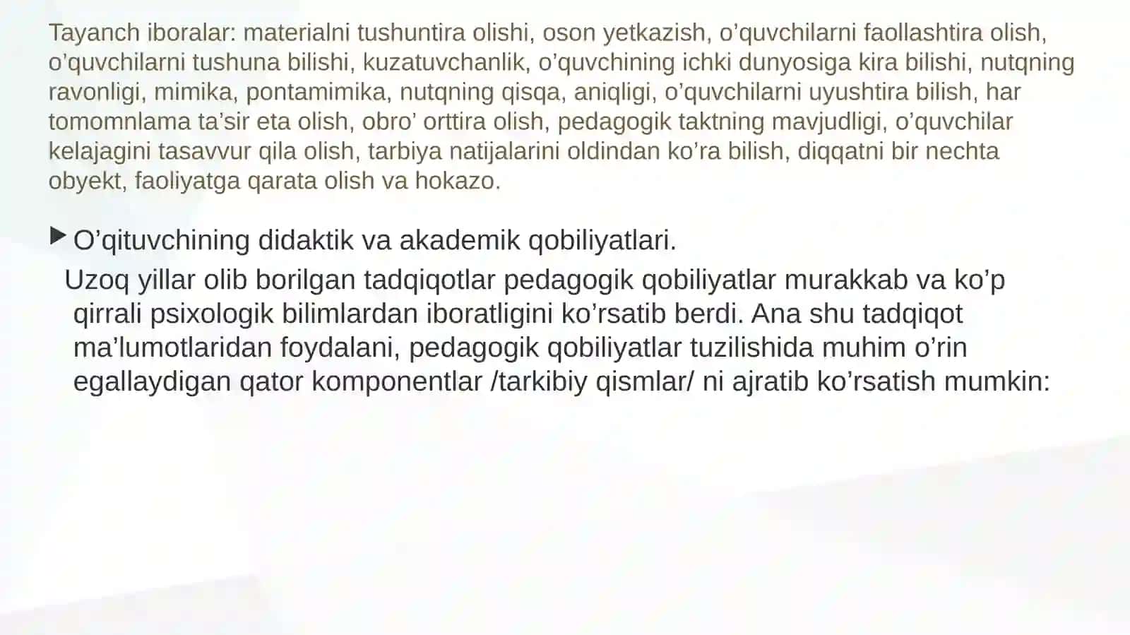 Pedagogik qobiliyatning turlari va ularning tasnifi 2