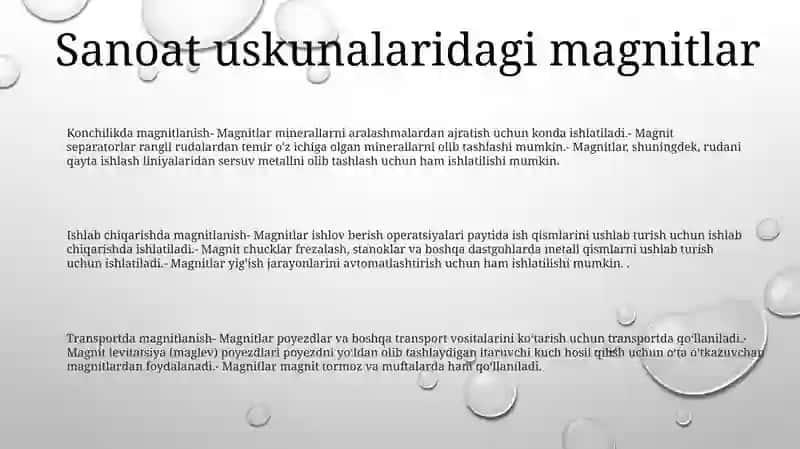 Magintlar.Texnika Va Sanoatda Ishlatilish 2