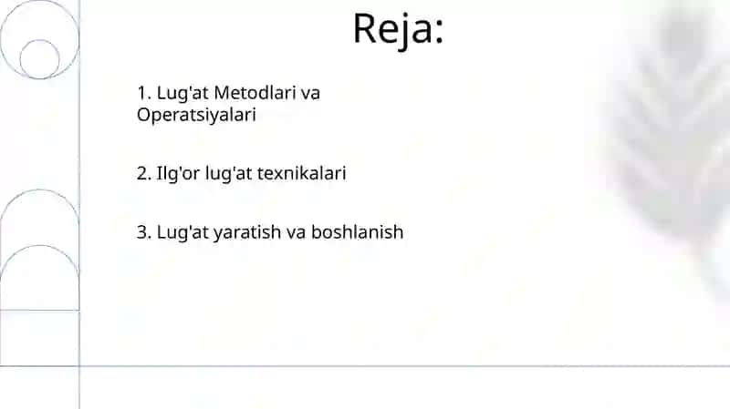 Phytonda lug'atlar bilan ishlash 2