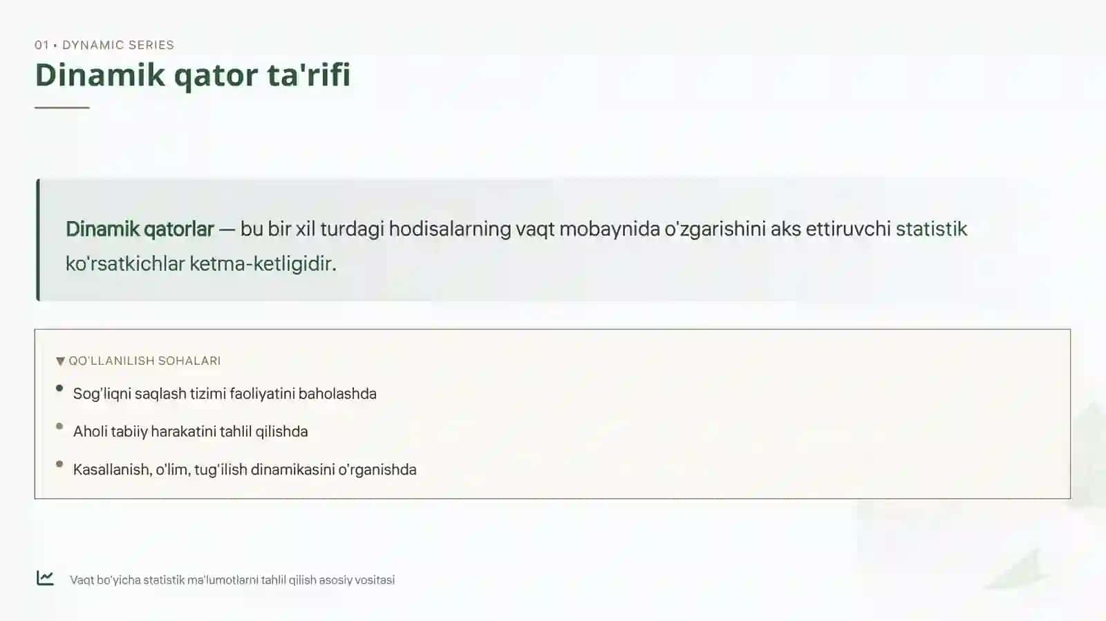 Dinamik qatorlar va ularning tibbiyotdagi ahamiyati 2