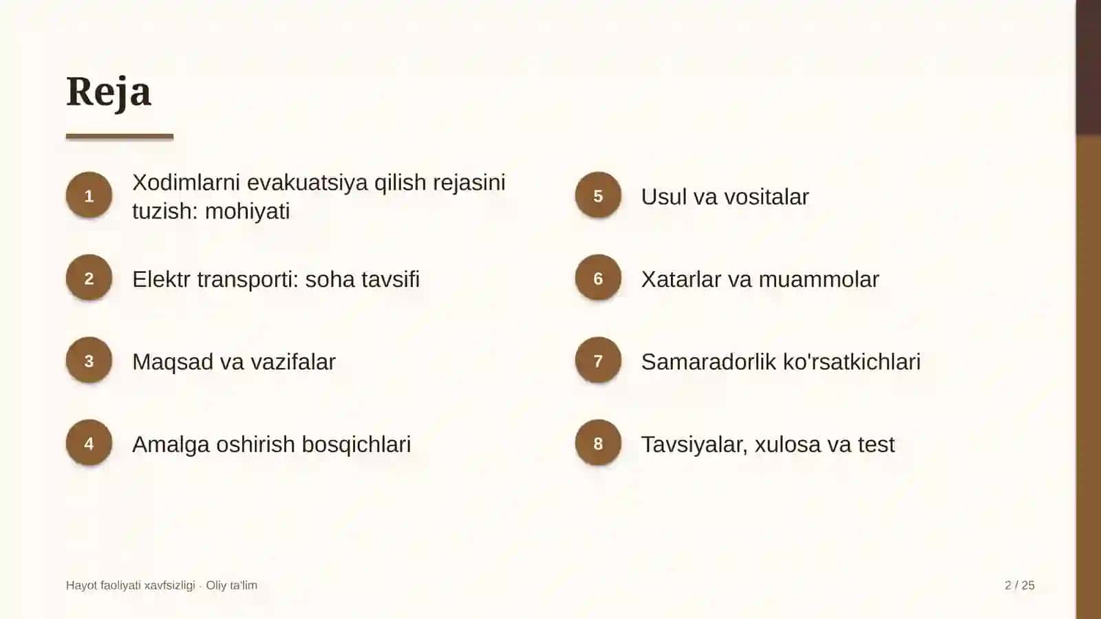 Elektr transportida xodimlarni evakuatsiya qilish rejasini tuzish 2
