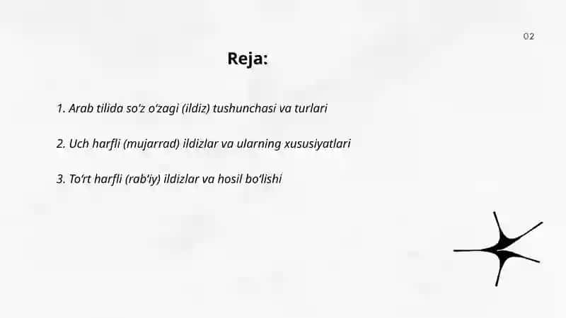 Arab tilida So‘z o‘zagi va noo‘zak harflar 2