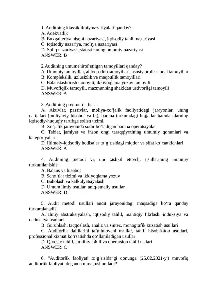 AUDIT FANIDAN TEST MATERIALLARI 2