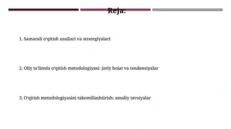 Oliy ta’lim tizimida o‘qitish metodikasi 2