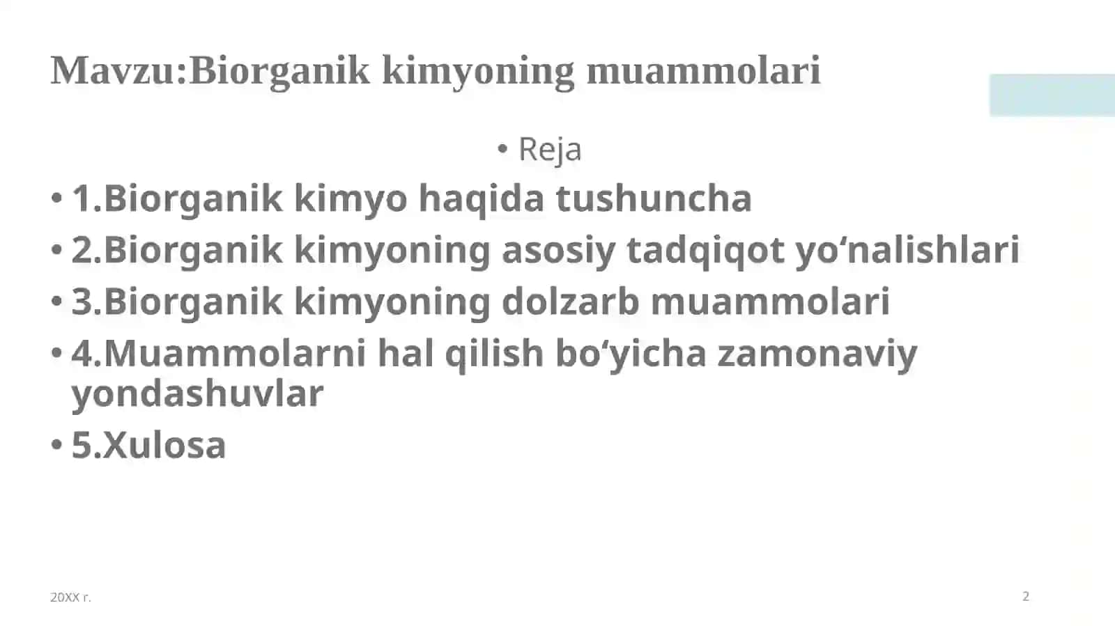 Biorganik kimyoning muammolari 2