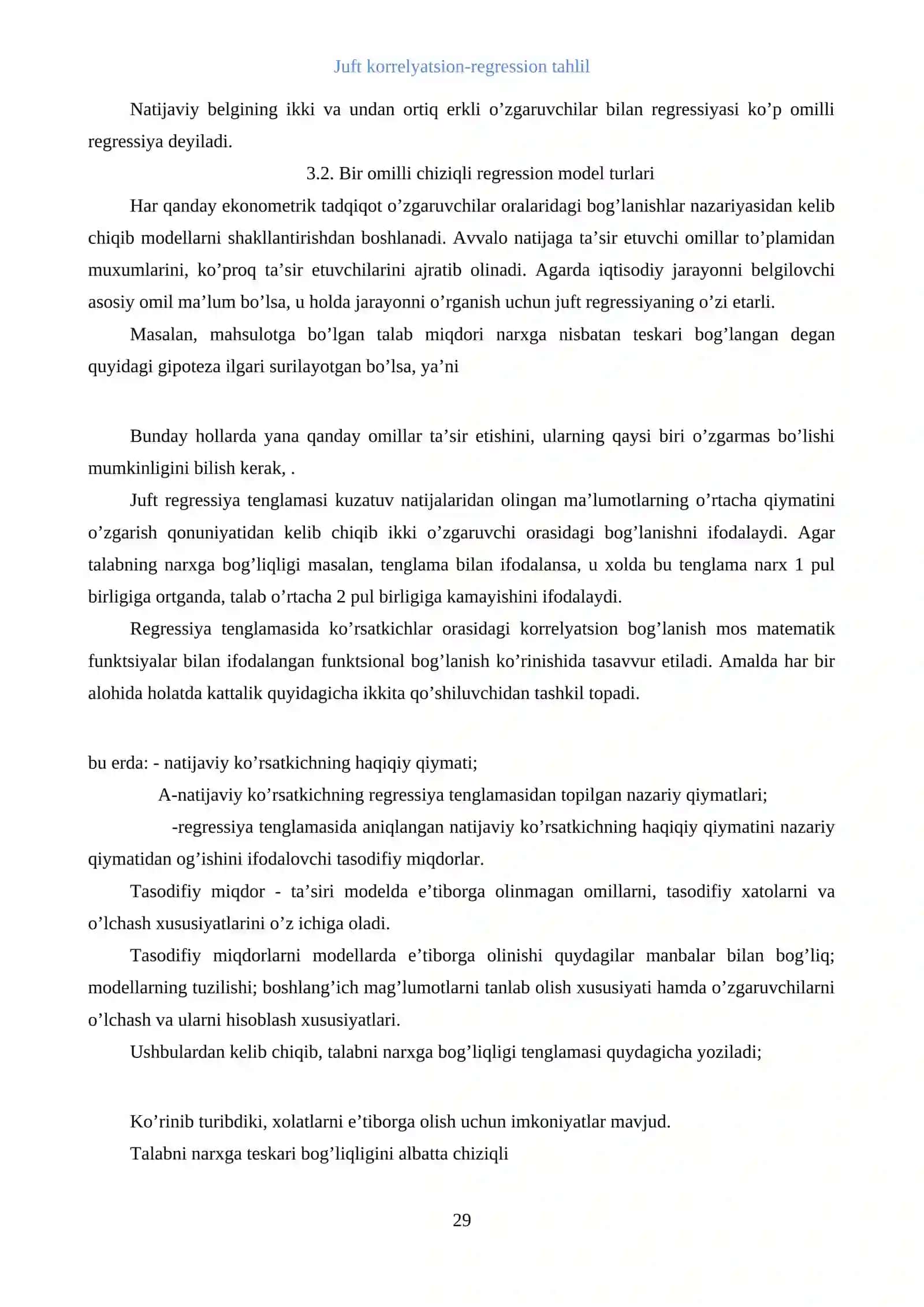 Juft korrelyatsion-regression tahlil 2