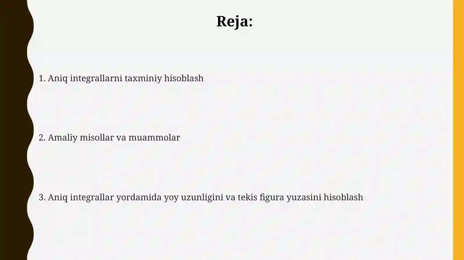 Aniq integra'lari yordamida yoy uzunligini hisoblash 2