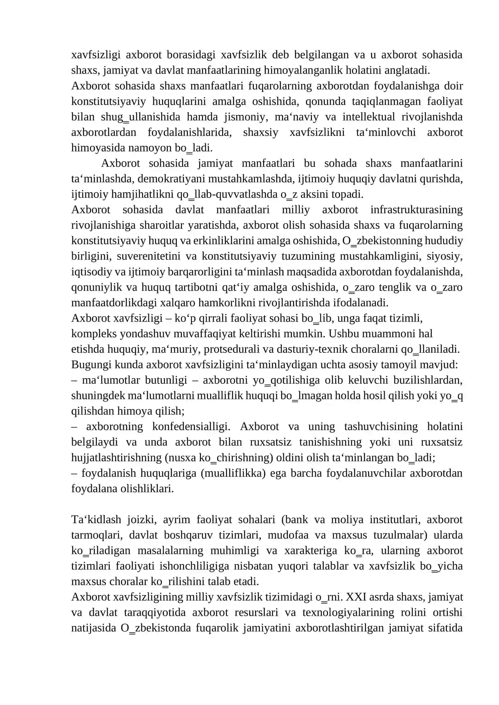 Informatsion xavfsizlik tushunchasi 2