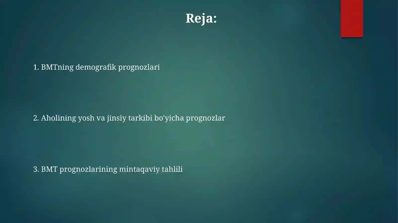 BMTning demografik bashoratlari 2