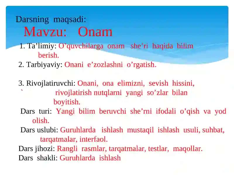 DARS ISHLANMASI 2