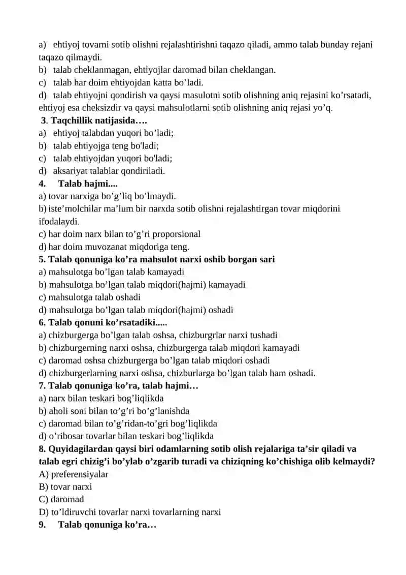 TALAB VA TAKLIF. BOZOR MUVOZANATI 2
