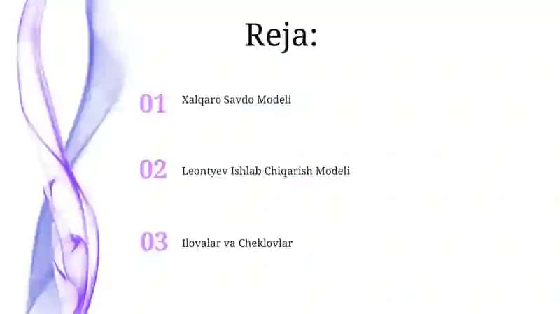 Leontevning mahsuldor modeli. Xalqaro savdo modeli 2