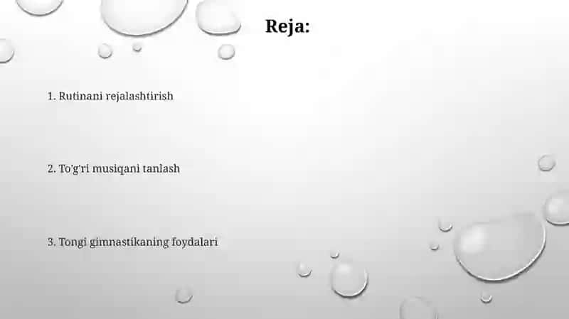Ertalabgi gimnastikani musiqa ostida oʻtish 2