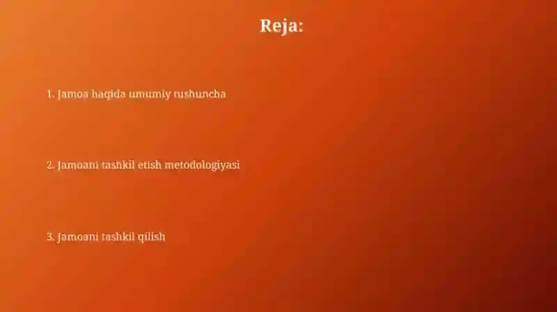 Jamoani tashkil etish metodikasi 2