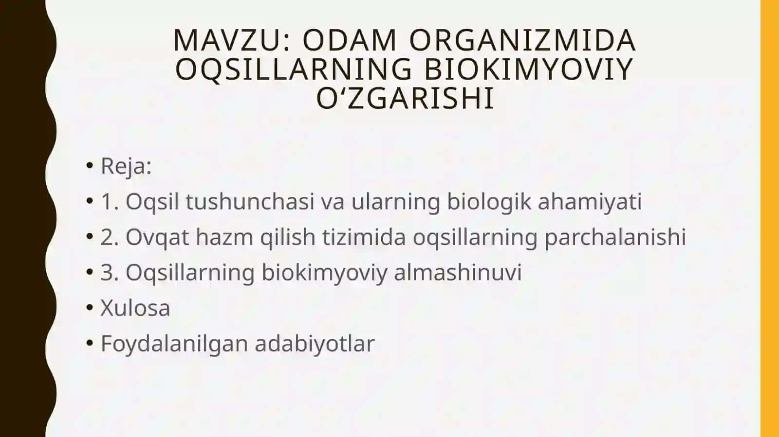 Oqsillarning biokimyoviy almashinuvi 2