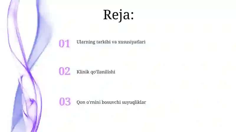 Qon o'rnini bosuvchi suyuqliklar 2