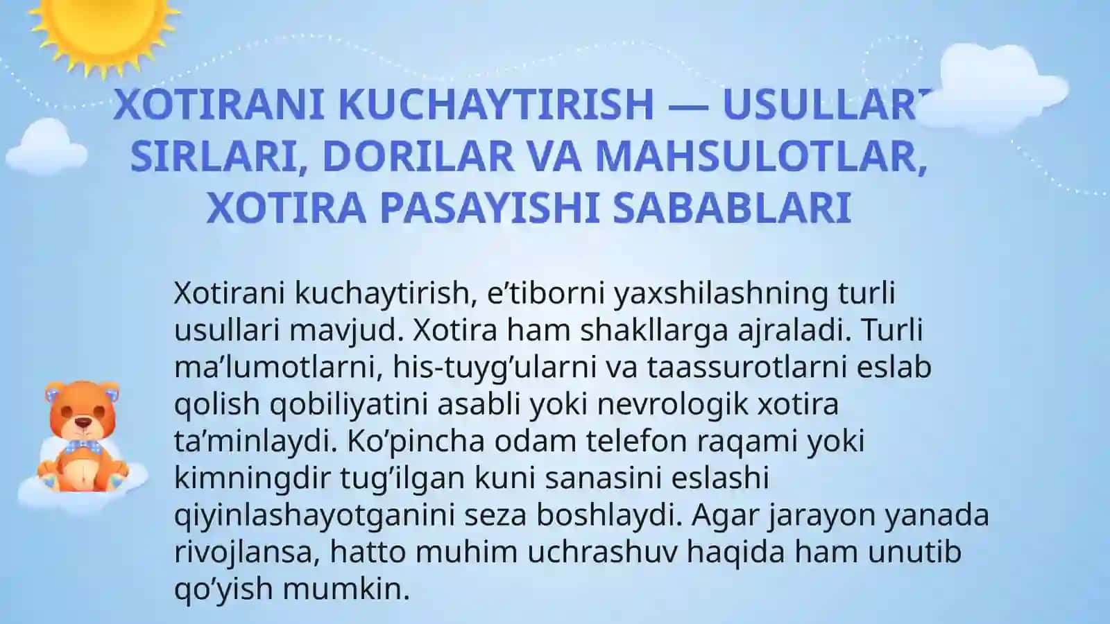 Bolalarda xotiraning rivojlanishi 2