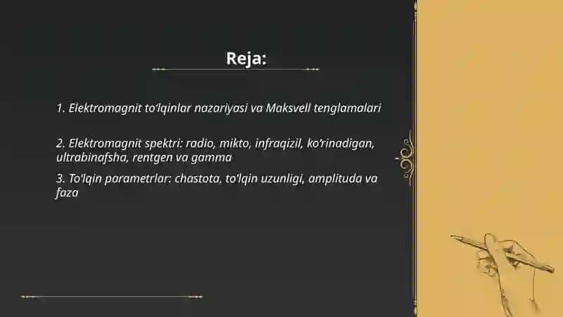 Elektromangnit energiya to'lqinlar va fotonlar 2