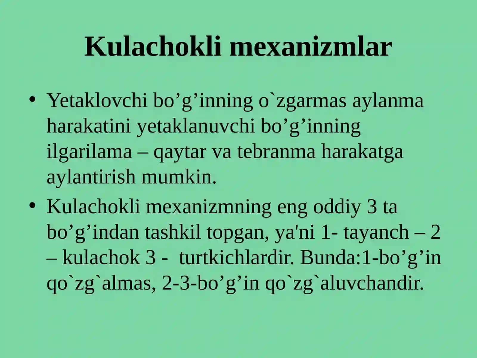 Kulachokli mexanizmlar 2