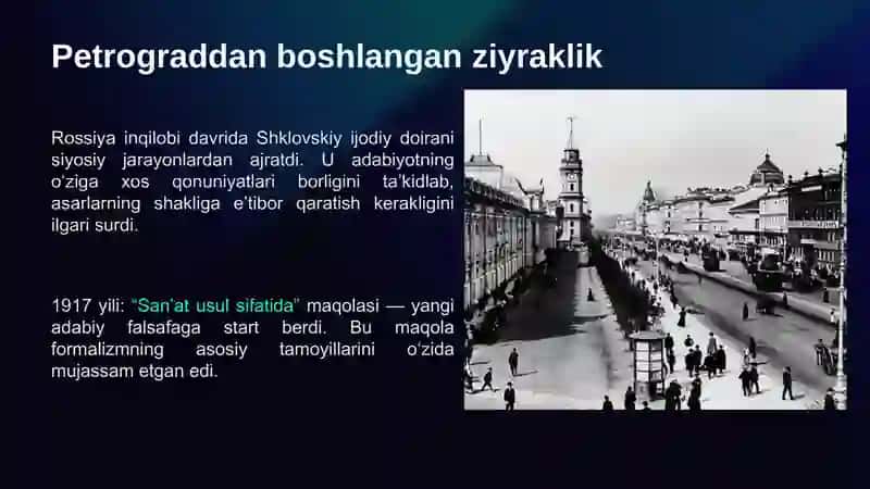 Viktor Shklovskiy va Nasr nazariyasi Bir asar bir inqilob 2