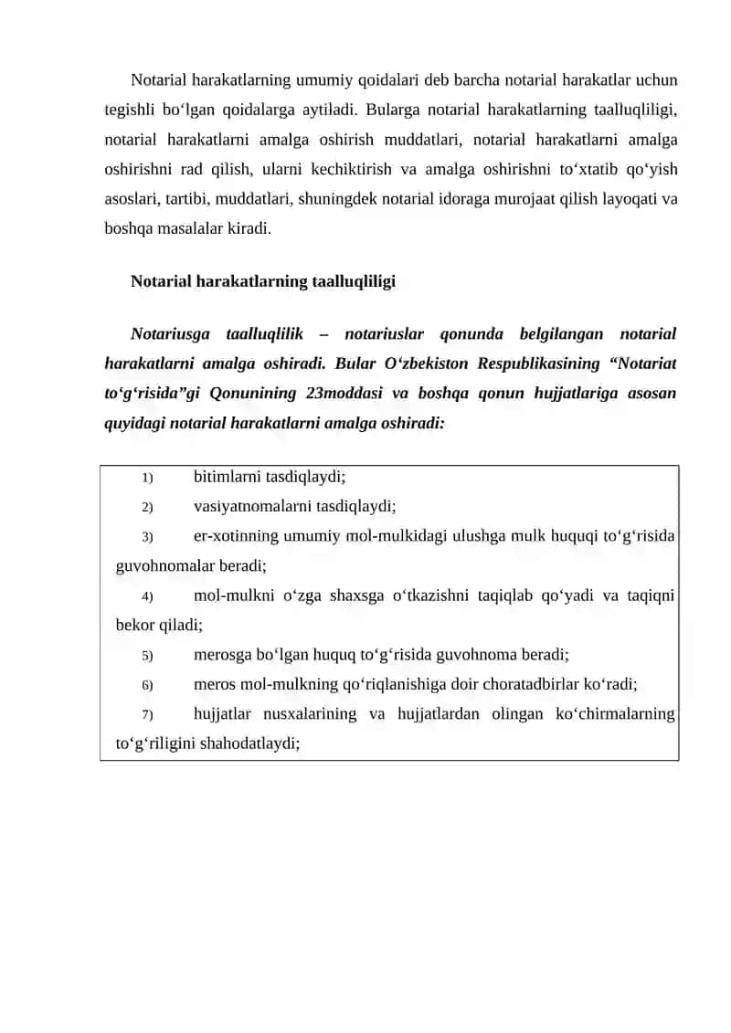 NOTARIAL HARAKATLARNING UMUMIY TAVSIFI 2