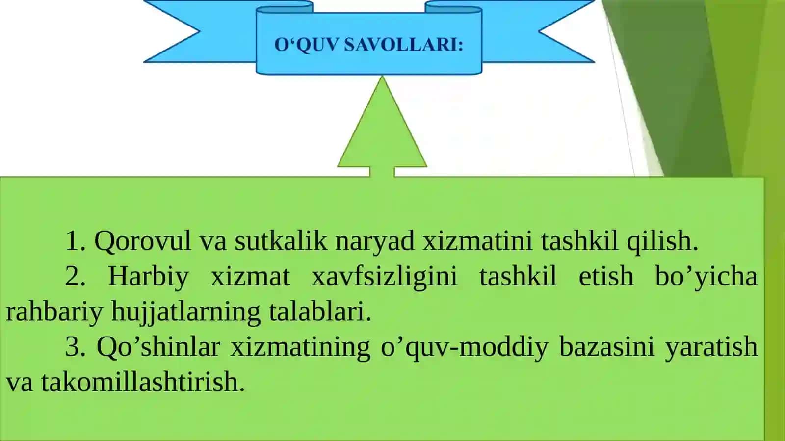 Qorovul va sutkalik naryad xizmatini tashkil qilish 2
