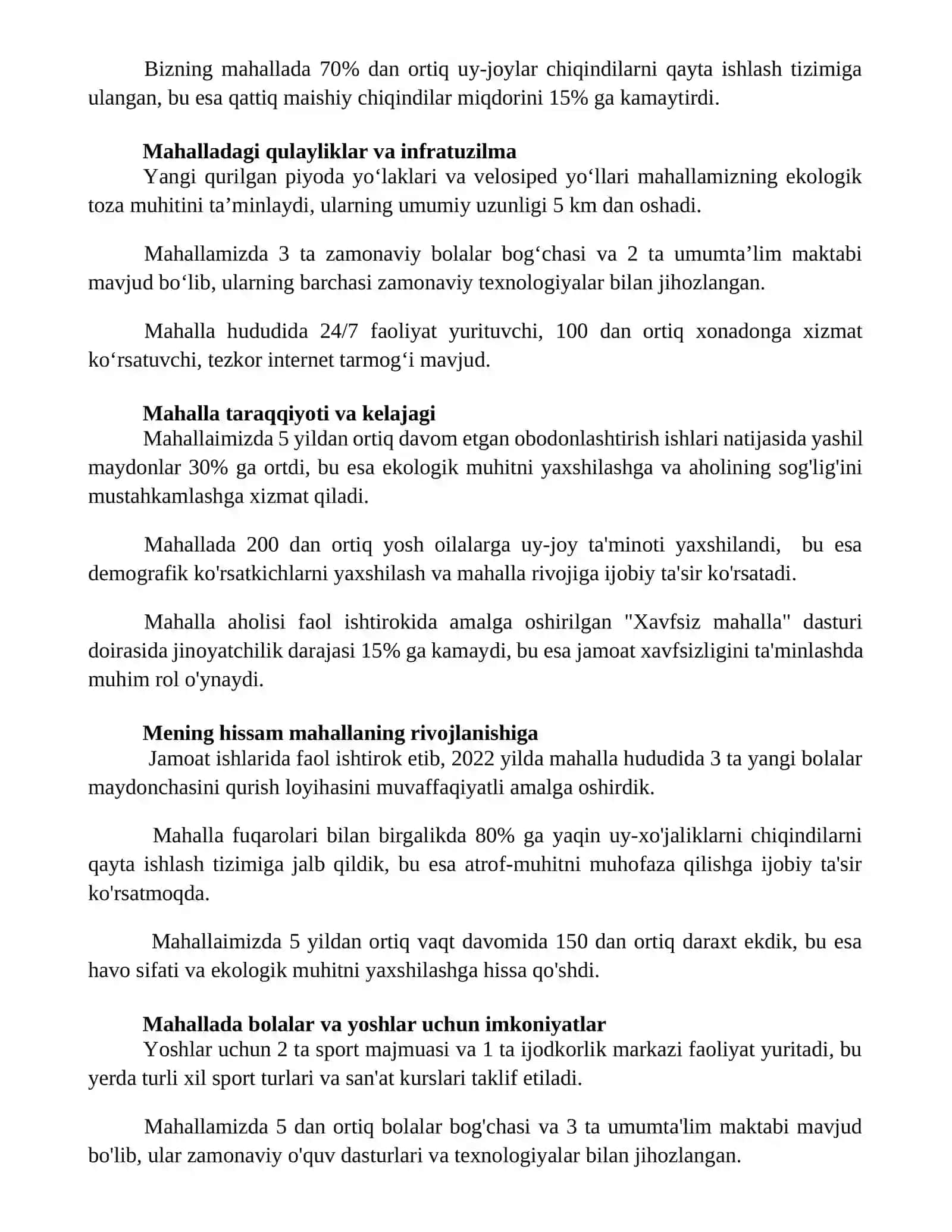 Mening mahallam mening faxrim mavzusida 2