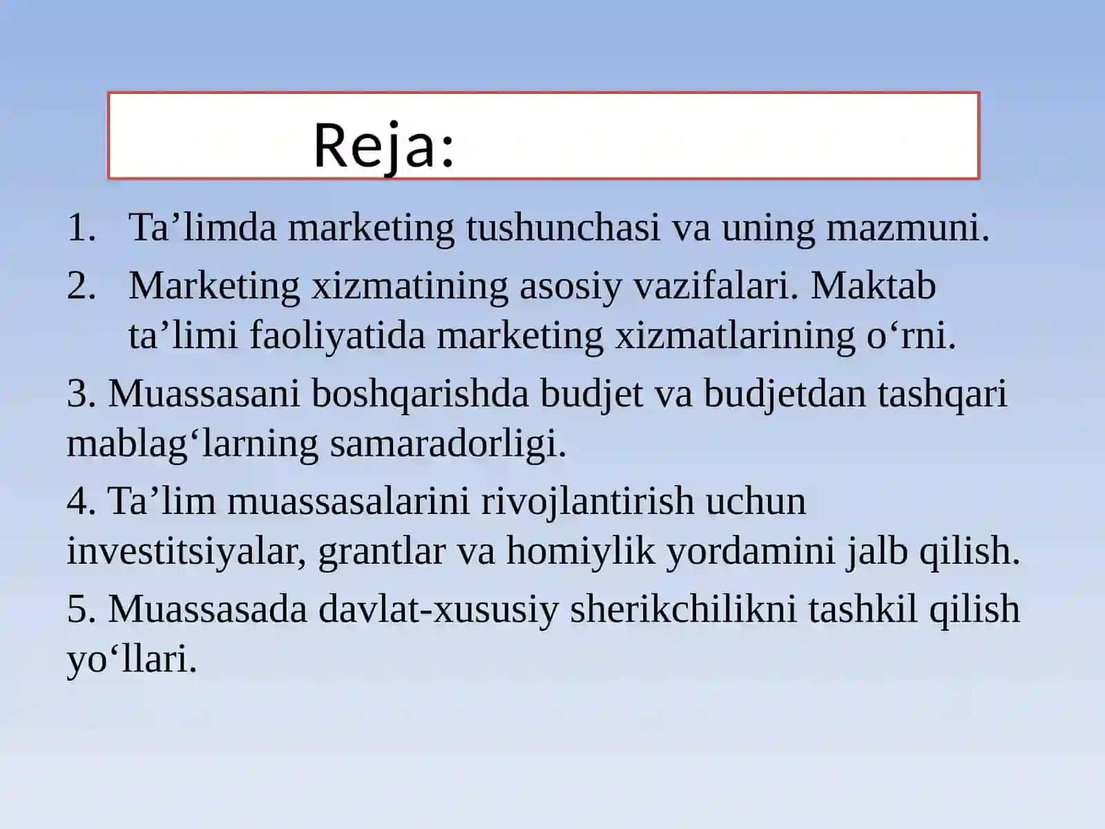 Muassasada taʼlim xizmatlari marketingi 2