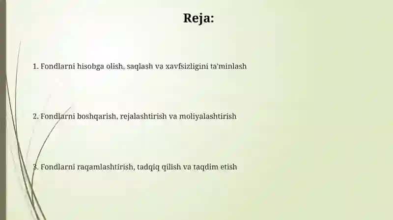 Muzey jamgarmalarini tashkil etish masalalari 2