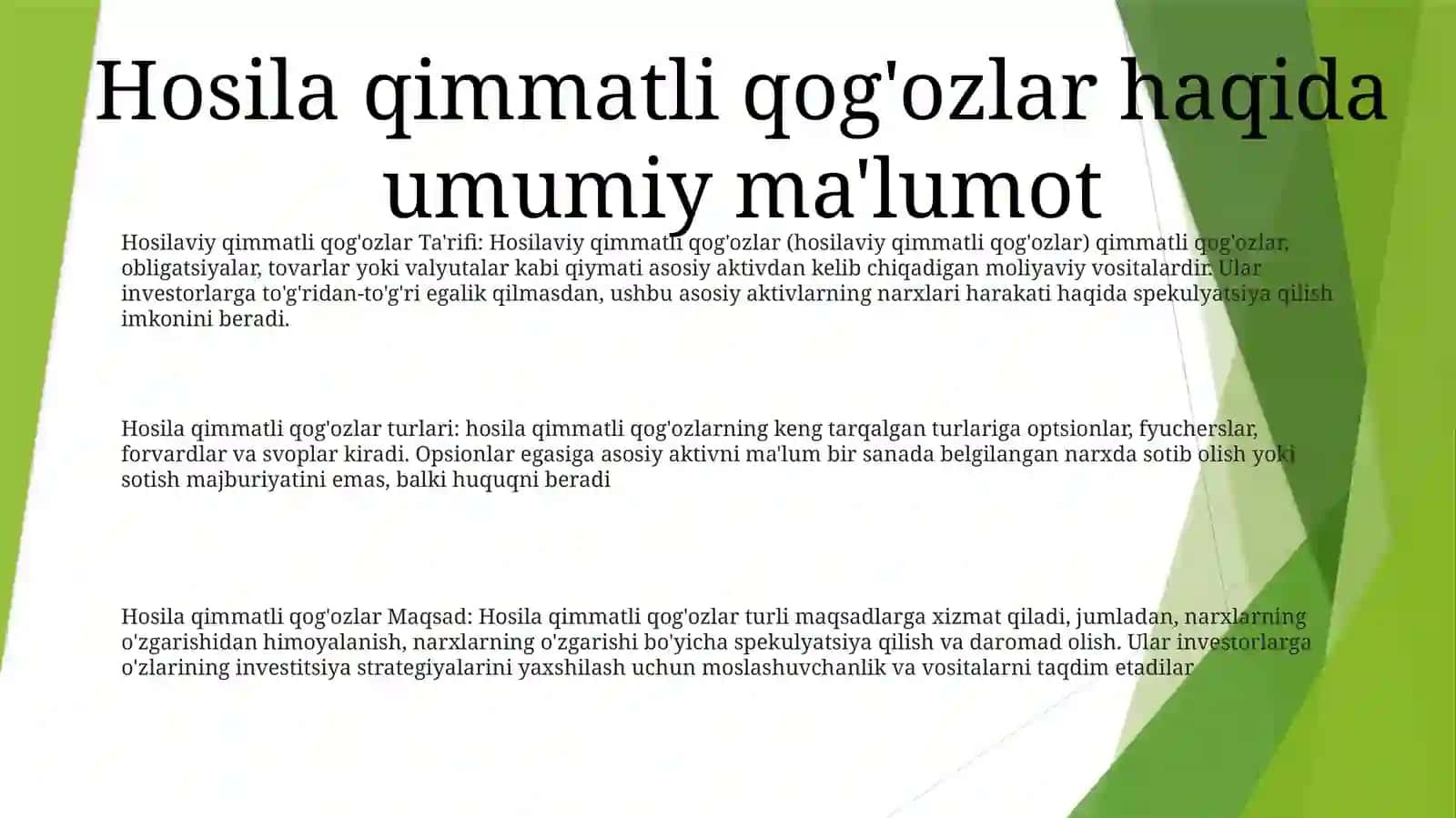 Hosilaviy Qimmatli Qog‘Ozlar 2