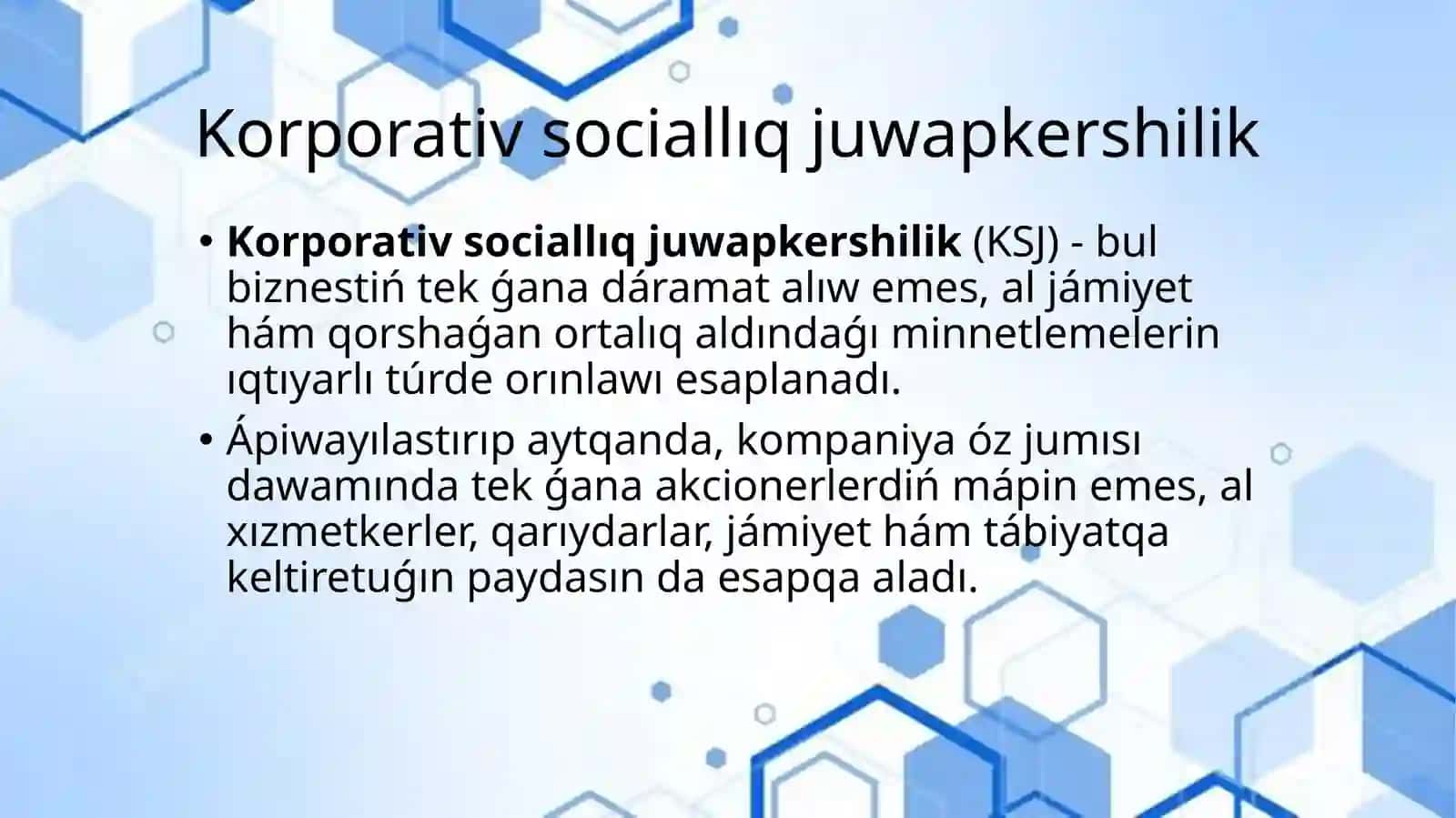 Korporativ socialliq juwapkershilik 2