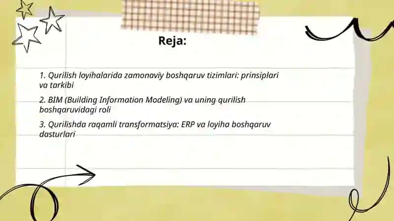 Qurilishni boshqarishning zanonaviy tizimi 2