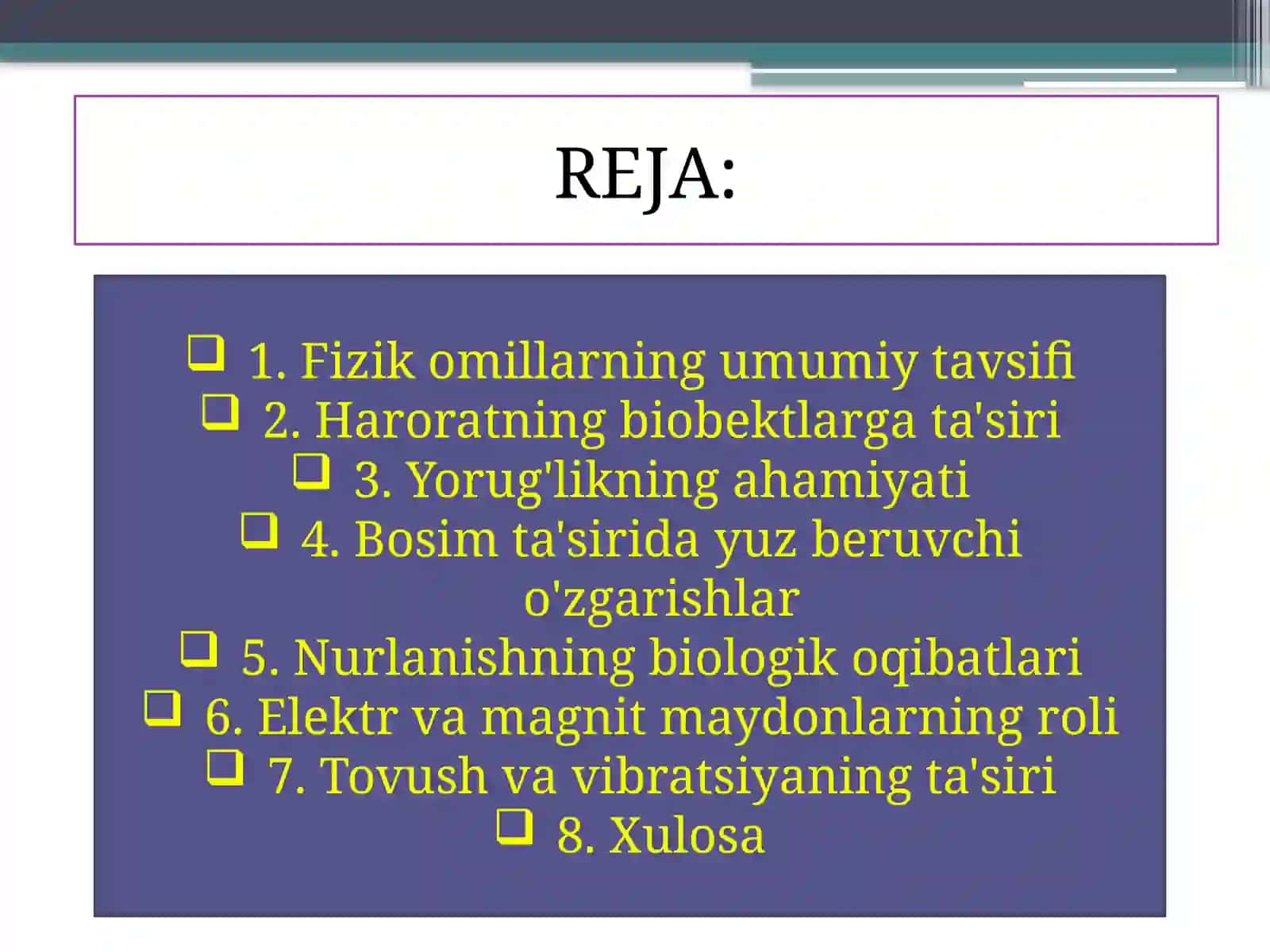 Biobektlarga fizikomillarning ta'siri 2