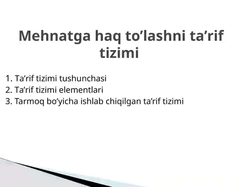 Mehnatga haq to'lashning tarif tizimi 2