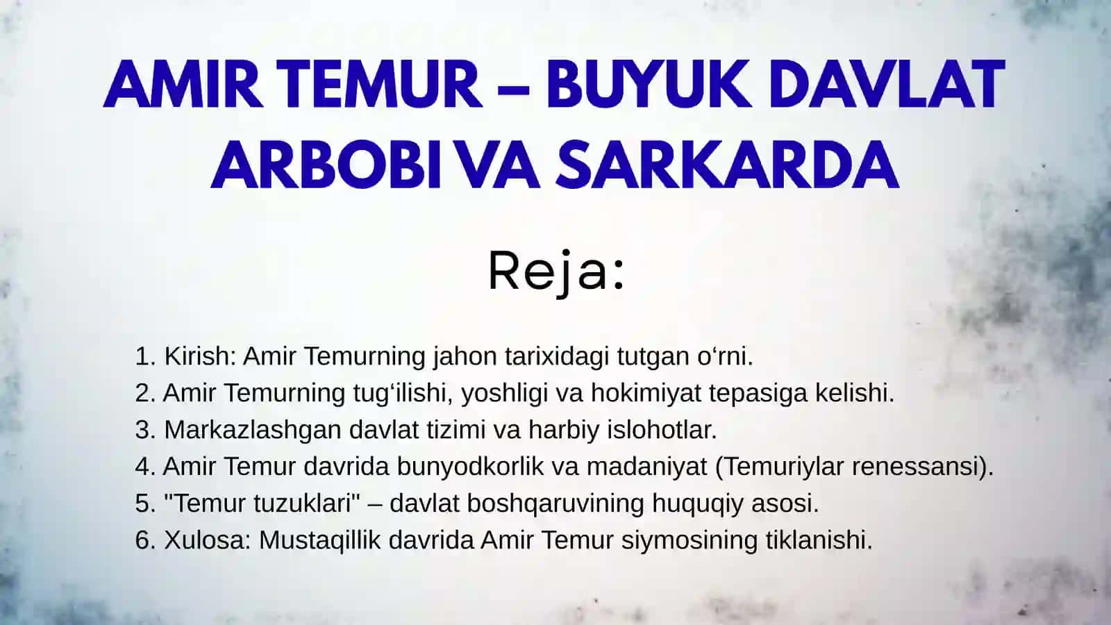 AMIR TEMUR – BUYUK DAVLAT ARBOBI VA SARKARDA 2