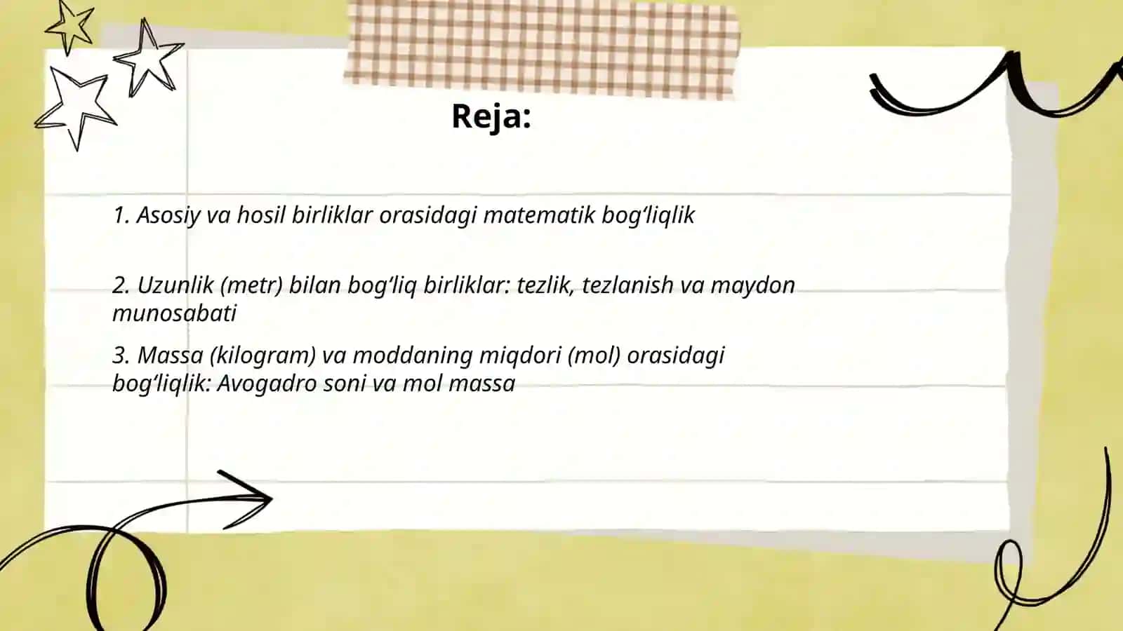 Xalqaro   o'lchov  birliklari   orasidagi  bog‘liqlik 2