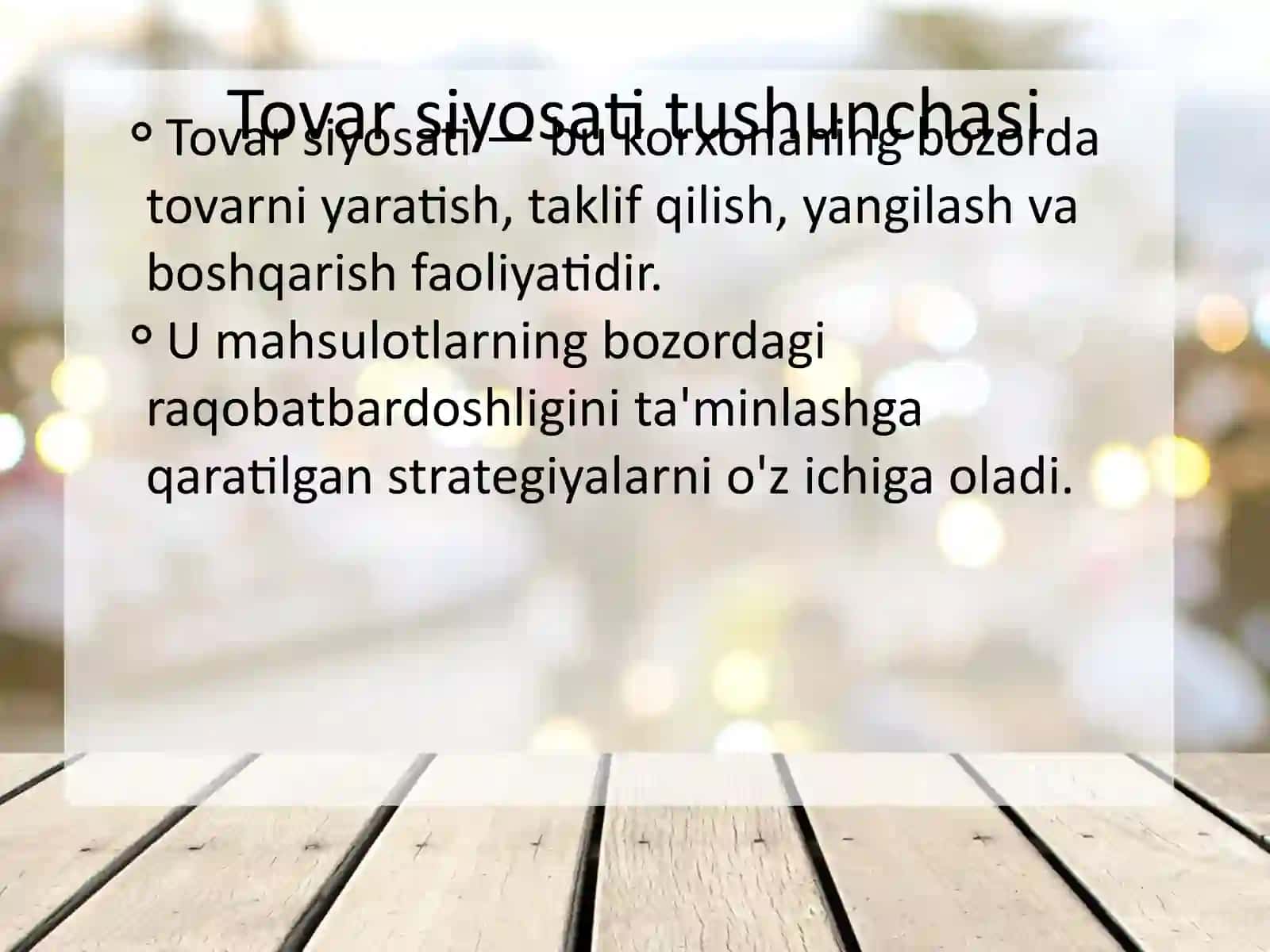 Tovar siyosati 2