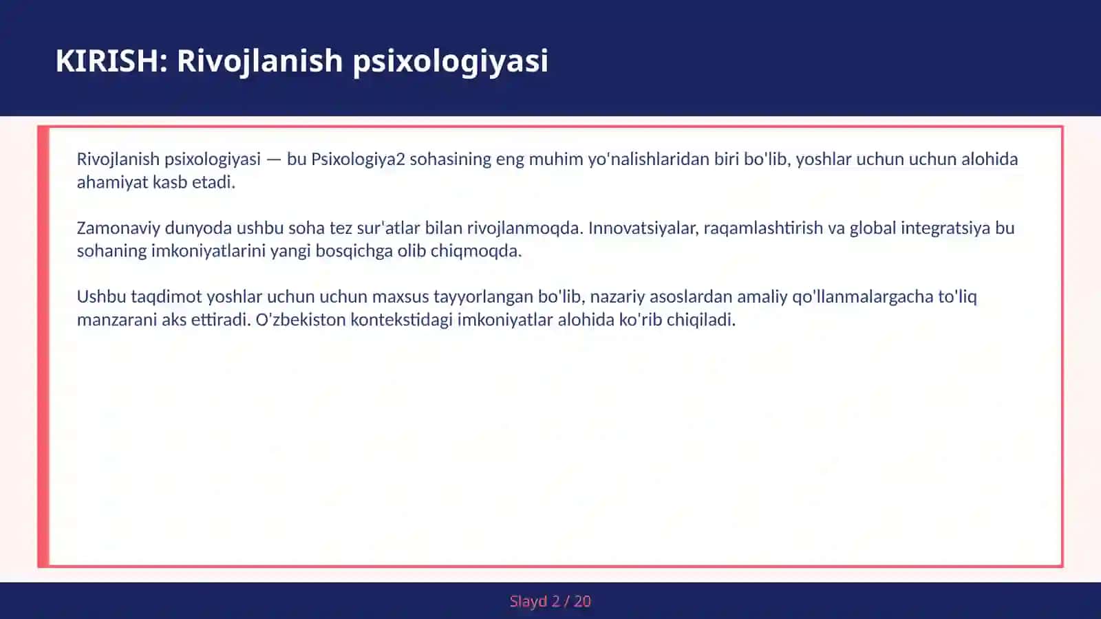 RIVOJLANISH PSIXOLOGIYASI 2