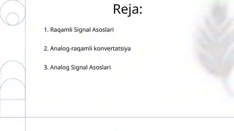 Analog va raqamli signallarni qayta ishlash 2