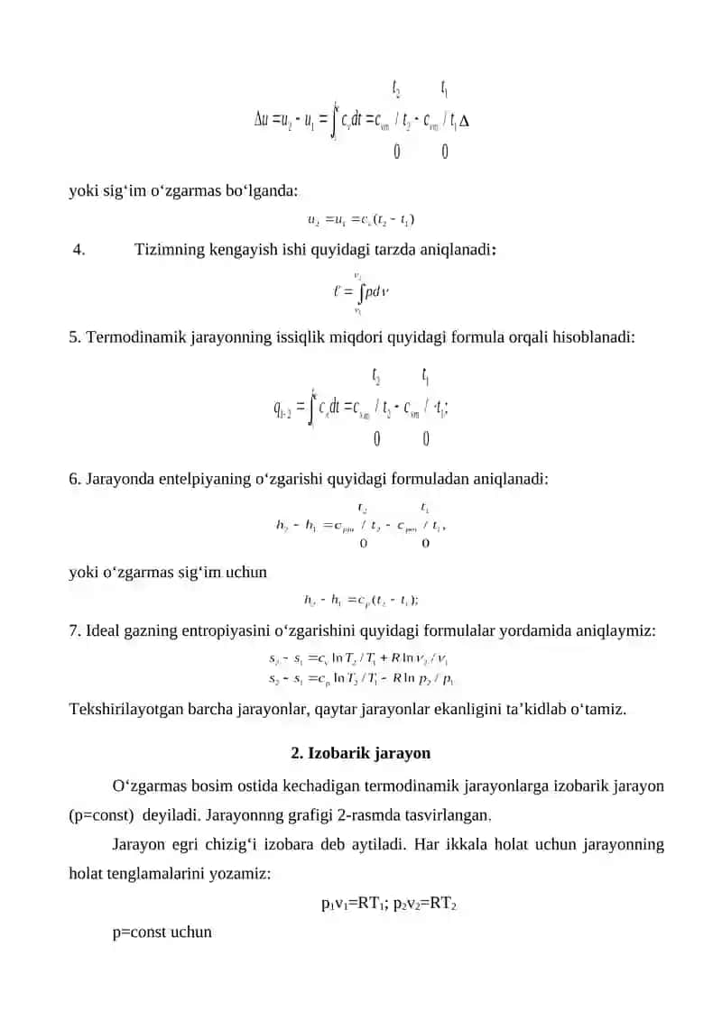 Ideal gazlardagi termоdinamik jarayonlar 2