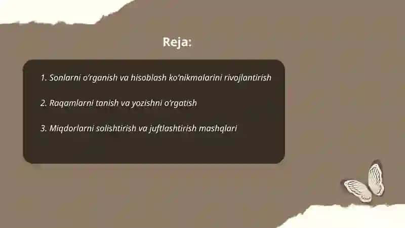 Maktabgacha yoshda elementlar matematik koʻnikmalarni rivojlantirish 2