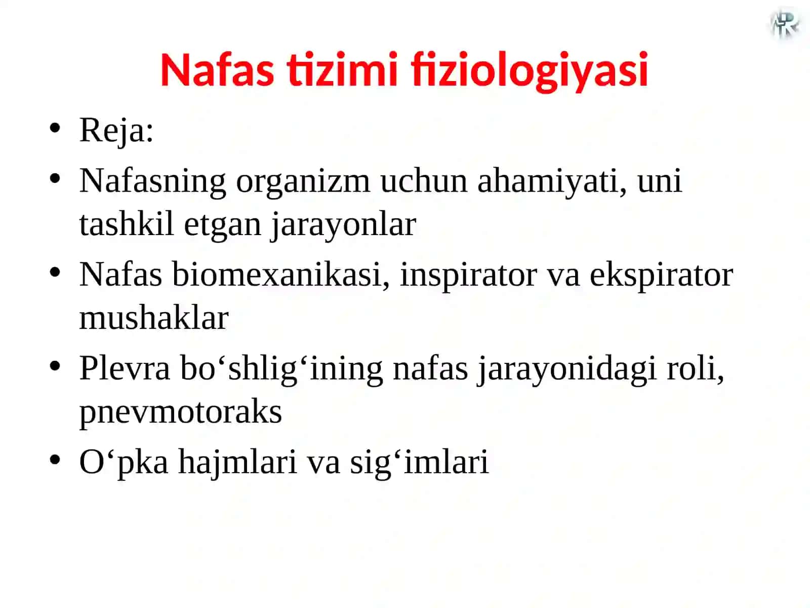 Nafas tizimi fiziologiyasi 2
